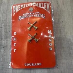 Premier Emblem Double Crossed Bugles Insignia Pin Gold Fire Battalion Chief